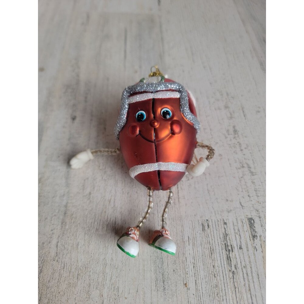 Unique blown glass football player ornament Xmas sports